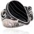 Серебряное кольцо #2101695(POx-Bk)_AG, Серебро 925°, оксид (покрытие), Агат, Размер: 19, 7.2 гр.