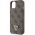 Guess PU 4G Strass Triangle Metal Logo Case for iPhone 15 Brown