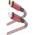 Hama 00201562 Reflective Charging Cable, USB-C - Lightning 1.5m Nylon red