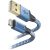 Hama 00201553 Reflective Charging Cable, USB-A - Lightning 1.5m Nylon blue