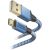 Hama 00201555 Reflective Charging Cable, USB-A - Micro-USB 1.5m Nylon blue