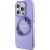 Guess PC|TPU Flowers Ring Glossy Logo MagSafe  maciņš iPhone 15 Pro Max violets