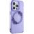 Guess PC|TPU Flowers Ring Glossy Logo MagSafe  maciņš iPhone 15 Pro Max violets