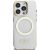 Guess IML Gold Outline Stand Camera Frame MagSafe Case Aizsargapvalks priekš Apple iPhone 15 Pro Max