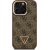 Guess PU 4G Strass Triangle Logo Stand Camera Frame MagSafe Case Aizsargapvalks priekš iPhone 15 Pro Max / brūns Neoriģinālie Maciņi