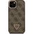 Guess PU 4G Strass Triangle Logo Stand Camera Frame MagSafe Case Aizsargapvalks priekš iPhone 15 / brūns Neoriģinālie Maciņi