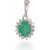 Zelta kulons #1300178(Au-W)_DI+EM, Baltais Zelts 585°, Briljanti (0,042Ct), Smaragds (0,254Ct), 0.48 gr. Ar dārgakmeņiem
