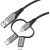 Vention USB 2.0 A Male to 3-in-1 Micro-B&USB-C&Lightning Male Cable 1M Gray Aluminum Alloy Type Дата USB-кабели