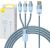 3in1 USB cable Baseus StarSpeed Series, USB-C + Micro + Lightning 3,5A, 1.2m (Blue) Data USB kabeļi