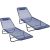 vidaXL Leżaki składane 2 szt. z podgłówkiem Granatowy Textilene Шезлонги и пляжные стулья