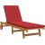 Vidaxl Leżak z kółkami i poduszką - Czerwony, Lite drewno Шезлонги и пляжные стулья