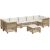 vidaXL 8-cz. zestaw mebli ogrodowych z poduszkami, beżowy, polirattan Dārza mēbeļu komplekti
