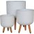 Plant holder SKY SELENA D24xH29.6cm, white, with wood legs Новости, мебель, дом