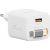 Swissten SlideCHARGE Tīkla Lādētājs GaN 30W USB-A 18W Ar ievelkamu USB-C vadu 0.75m balts Telefonu lādētāji 220v