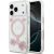 Case Guess Resin Flowers Glitter MagSafe Aizsargapvalks priekš iPhone 17 Pro / rozā Neoriģinālie Maciņi