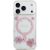 Case Guess Resin Flowers Glitter MagSafe Aizsargapvalks priekš iPhone 17 Pro / rozā Neoriģinālie Maciņi