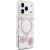 Case Guess Resin Flowers Glitter MagSafe Aizsargapvalks priekš iPhone 17 Pro / rozā Neoriģinālie Maciņi