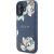 Case Guess Grained Printed Flower Pattern MagSafe Защитный чехол для iPhone 16 / синий Чехлы - альтернативные