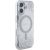 Case Guess HC Resin Bottom Glitter Aizsargapvalks priekš iPhone 16 MagSafe / sudraba Neoriģinālie Maciņi
