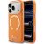 Case Guess IML Script Metal MagSafe Aizsargapvalks priekš iPhone 17 Pro / oranžs Neoriģinālie Maciņi