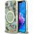 Case Guess IML Metal Glitter Flowers Triangle MagSafe Aizsargapvalks priekš iPhone 16e / 17e / zaļš Neoriģinālie Maciņi