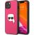 Karl Lagerfeld KLHCP13SPKMP Leather Ikonik Karl`s Head Metal Aizsargapvalks priekš iPhone 13 mini 5,4" / rozā Neoriģinālie Maciņi