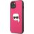 Karl Lagerfeld KLHCP13SPKMP Leather Ikonik Karl`s Head Metal Aizsargapvalks priekš iPhone 13 mini 5,4" / rozā Neoriģinālie Maciņi