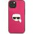 Karl Lagerfeld KLHCP13SPKMP Leather Ikonik Karl`s Head Metal Aizsargapvalks priekš iPhone 13 mini 5,4" / rozā Neoriģinālie Maciņi