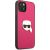 Karl Lagerfeld KLHCP13SPKMP Leather Ikonik Karl`s Head Metal Aizsargapvalks priekš iPhone 13 mini 5,4" / rozā Neoriģinālie Maciņi
