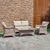 Dārza mēbeļu komplekts EDEN galds, dīvāns un 2 krēsli, alumīnija rāmis ar plastikāta pinumu, krāsa: bēšs