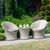 Dārza mēbeļu komplekts NOCENTO ar spilveniem, galds un 2 krēsli, alumīnija ramis ar plastikāta pinumu, krāsa: pelēka
