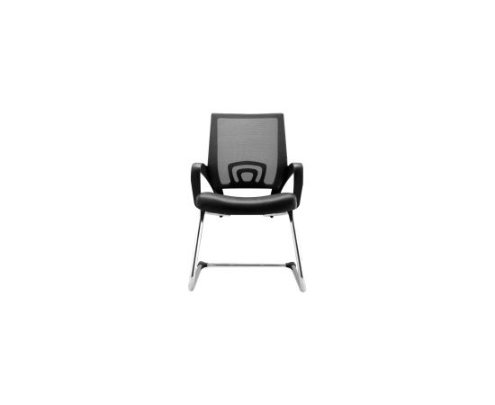 Konferenču krēsls D119A01, sēdeklis no ādas imitācijas, atzveltne - sietiņaudums, melns