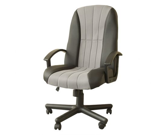 Biroja krēsls Nowy Styl Mexico melnas ādas imitācijas ECO30 un pelēka auduma LS11 kombinācija