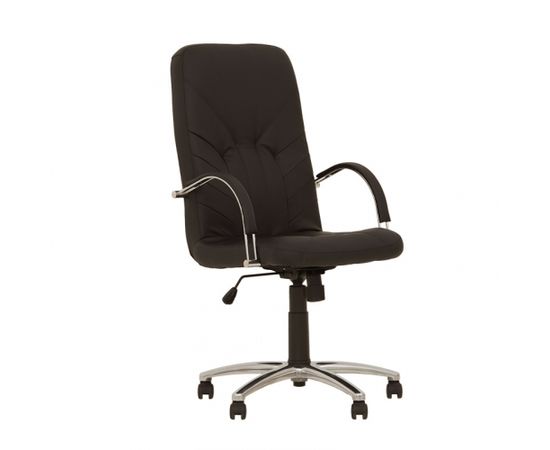 Biroja krēsls NOWY STYL MANAGER STEEL Chrome RD1 melnas ādas imitācija