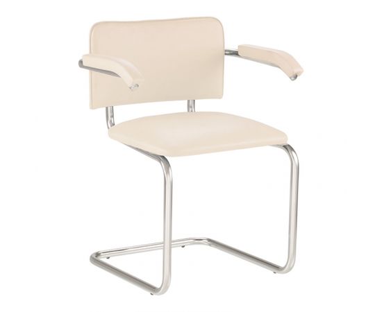 Krēsls NOWY STYL SYLWIA ARM V-18, ziloņkaula krāsas ādas imitācija