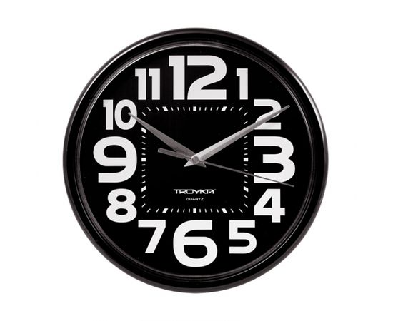 Sienas pulkstenis TROYKA, ar diametru 23 cm, melns melnā korpusā
