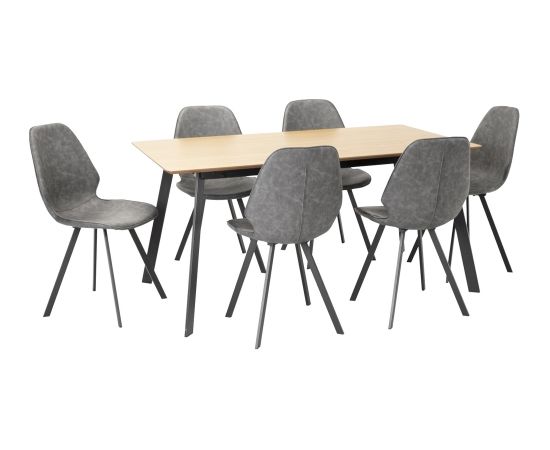 Набор столовой мебели HELENA 1 с 6 стульями (20062) МДФ, шпон дуб, металлические ножки