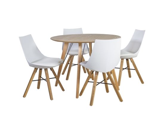 Ēdamistabas komplekts HELENA ar 4 krēsliem (37021), D100xH75 cm, galda virsma: MDF ozolkoka finierējums, apdare:lakota