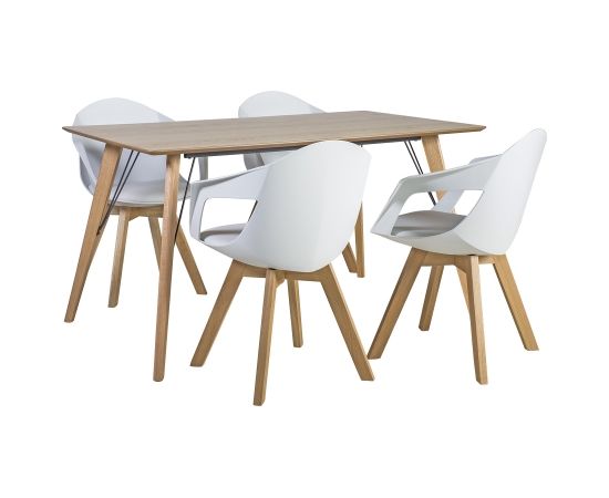 Ēdamistabas komplekts HELENA ar 4 krēsliem (37034), 140x80xH74 cm, galda virsma: MDF ozolkoka finierējums, apdare:lakota