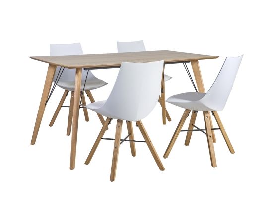 Ēdamistabas komplekts HELENA ar 4 krēsliem (37021), 140x80xH74 cm, galda virsma:MDF ozolkoka finierējums, apdare: lakota