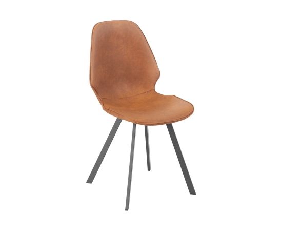 Krēsls HELENA 50x46xH82cm, materiāls: ādas aizvietotājs, krāsa: brūna, kājas: melns metāls