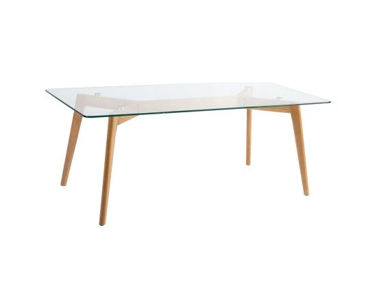 Kafijas galdiņš HELENA 120x60xH45cm, virsma: 8mm caurspīdīgs stikls, ozolkoka kājas Žurnālu un kafijas galdiņi