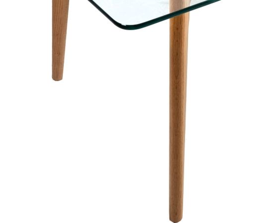 Kafijas galdiņš HELENA 120x60xH45cm, virsma: 8mm caurspīdīgs stikls, ozolkoka kājas Žurnālu un kafijas galdiņi