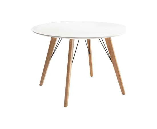 Обеденный стол HELENA WHITE D100xH75см, cтолешница: 18мм МДФ, цвет: белый, дубовые ножки