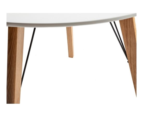 Обеденный стол HELENA WHITE D100xH75см, cтолешница: 18мм МДФ, цвет: белый, дубовые ножки