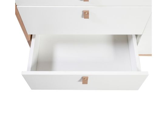 Kumode HELENA WHITE durvis un 3-atviktns 120x40xH75cm, materiāls: MDF, krāsa: dabīgs / balts Kumodes
