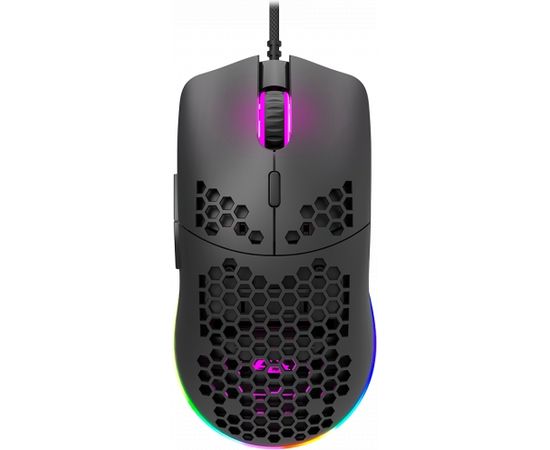 CANYON,Gaming Mouse with 7 programmable buttons, Pixart 3519 optical sensor, 4 levels of DPI and up to 4200, 5 million times key life, 1.65m Ultraweave cable, UPE feet and colorful RGB lights, Black, size:128.5x67x37.5mm, 105g