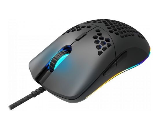 CANYON,Gaming Mouse with 7 programmable buttons, Pixart 3519 optical sensor, 4 levels of DPI and up to 4200, 5 million times key life, 1.65m Ultraweave cable, UPE feet and colorful RGB lights, Black, size:128.5x67x37.5mm, 105g