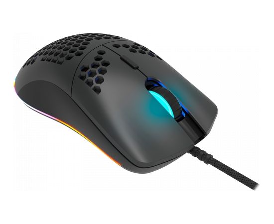 CANYON,Gaming Mouse with 7 programmable buttons, Pixart 3519 optical sensor, 4 levels of DPI and up to 4200, 5 million times key life, 1.65m Ultraweave cable, UPE feet and colorful RGB lights, Black, size:128.5x67x37.5mm, 105g