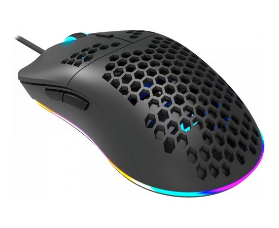 CANYON,Gaming Mouse with 7 programmable buttons, Pixart 3519 optical sensor, 4 levels of DPI and up to 4200, 5 million times key life, 1.65m Ultraweave cable, UPE feet and colorful RGB lights, Black, size:128.5x67x37.5mm, 105g